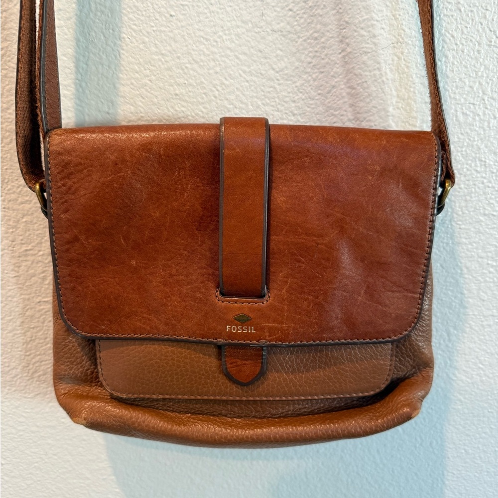 Fossil Brown Leather Crossbody Bag
